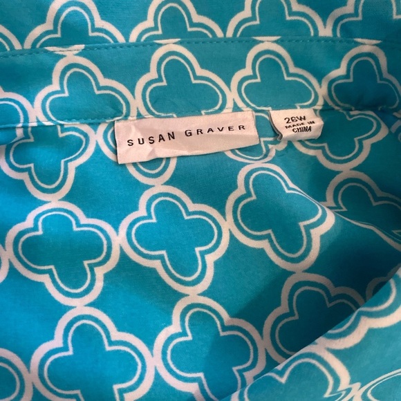 Susan Graver Multicolored Button Down Shirt with Tie Front - Picture 5 of 15